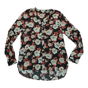 Love Potion Women's Floral Print Medium‎ Long Sleeve Blouse Rayon